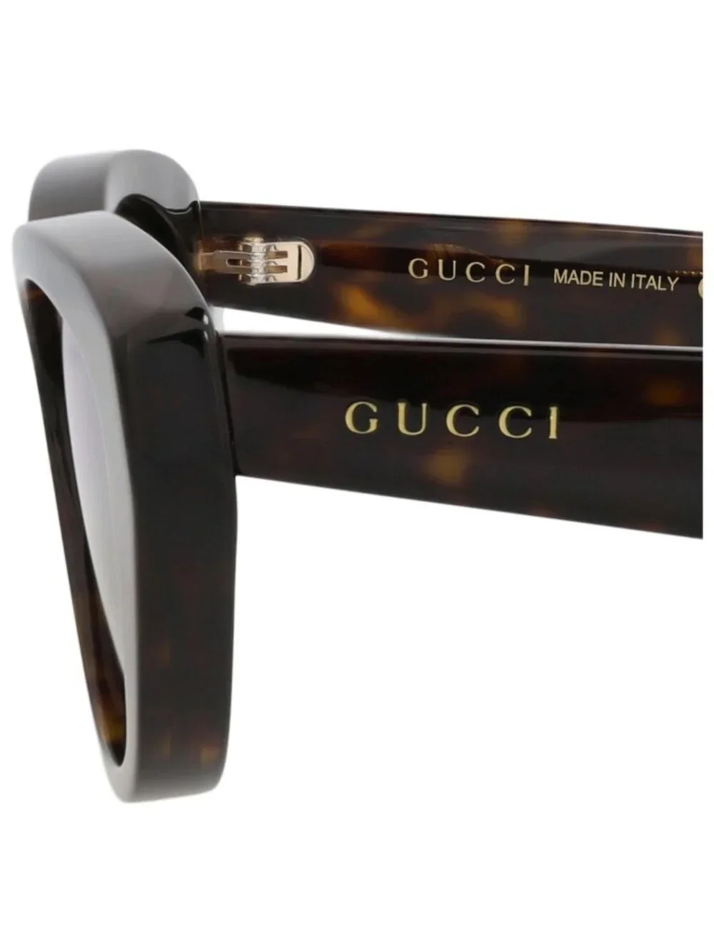 New Gucci Women's Sunglasses Cat Eye Recycled Acetate Frame Havana Havana Gold